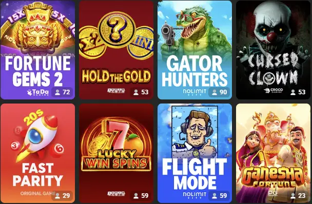 Which slots are in test mode at JB Casino?