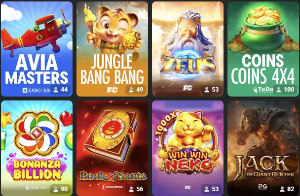 JB Casino slot selection and categories